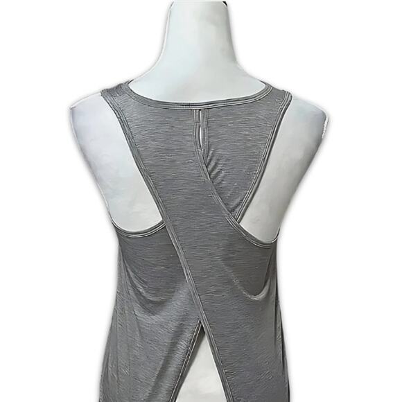 Athleta Tank Top Scoop Neck Wrap Keyhole Back Design Sleeveless Heather Gray XXS - Picture 5 of 8